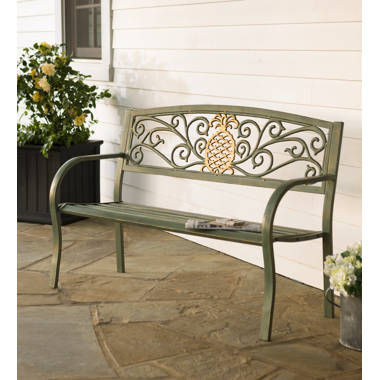 Decorative metal best sale garden benches